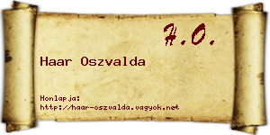Haar Oszvalda névjegykártya